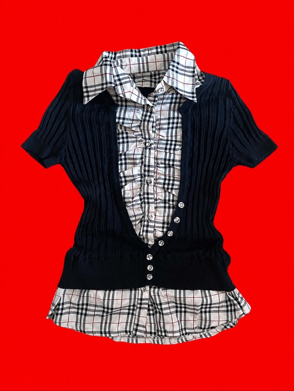 RARE Designer Inspired Y2k Buttoned  Ruched Blouse